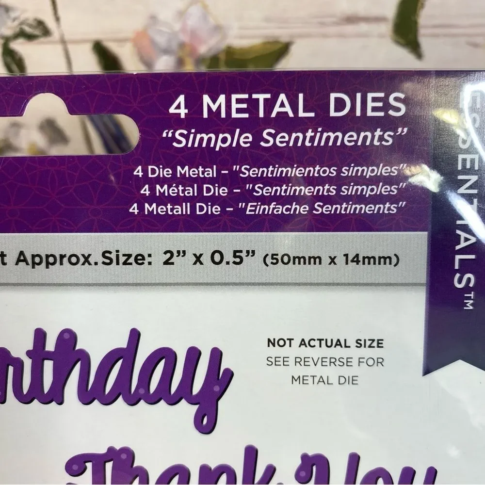 Crafters Companion Die'sire 4 Piece Metal Dies Simple Sentiments Paper C…